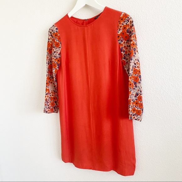 Club Monaco Jay Orange Floral Shift Dress - Picture 3 of 8
